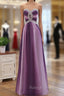 Gradient A-line Sweetheart Wedding Party Dress, Beaded Chiffon Long Prom Dress