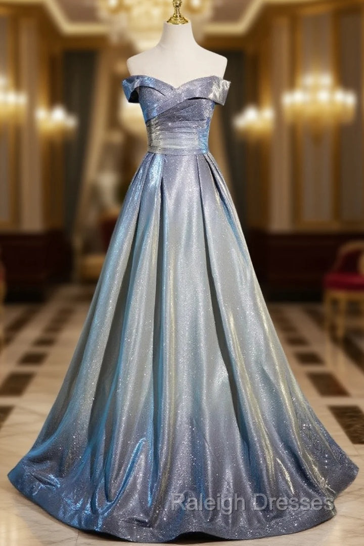 Gradient Color Off the Shoulder Prom Dress