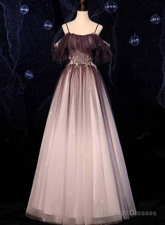 Gradient Off Shoulder Beaded Long Evening Dress, Tulle Prom Dress Main image