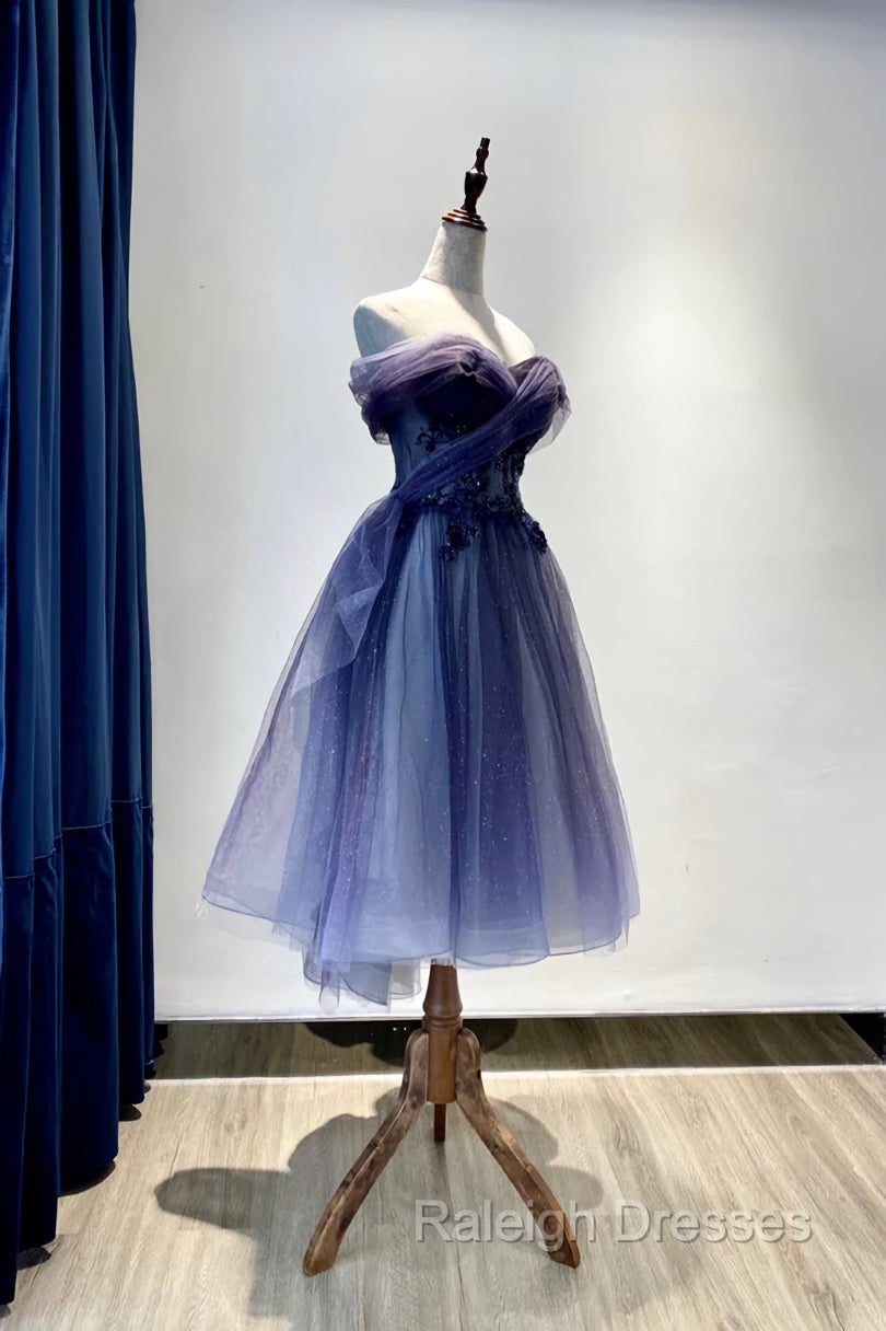 Gradient Tulle Sweetheart Knee Length Prom Dresses Cute Homecoming Dress