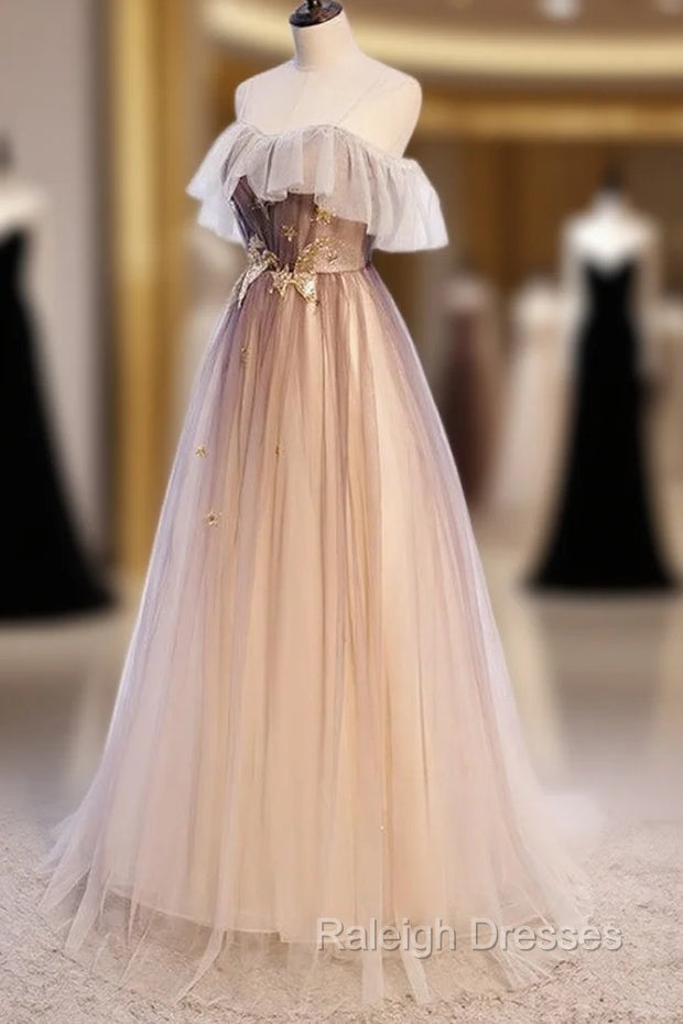 Gradient Tulle with Straps Sweetheart Prom Dress, A Line Tulle Prom Dress Secondary image