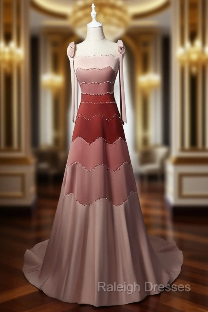 Gradual Contrast Splicing Beading Sling Prom Dress Main image