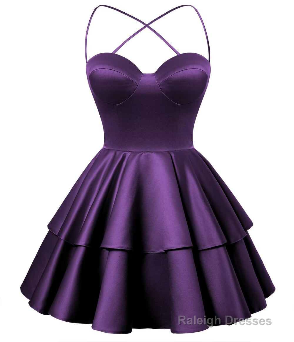 French Satin Cut Out Back Tie Graduation Party Dress