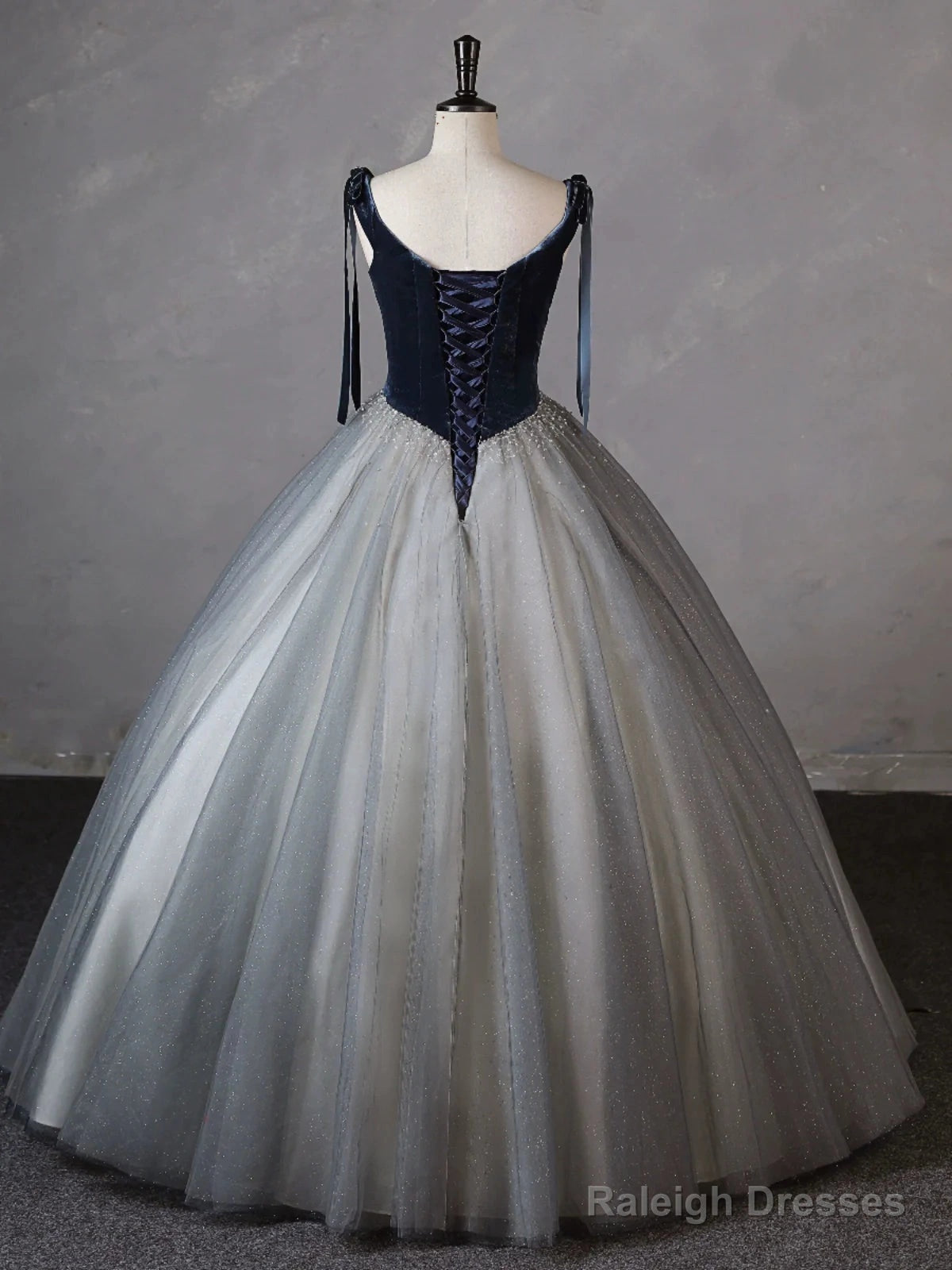 Gray Blue Long Prom Gown, Gray Blue Long Evening Dress Secondary image