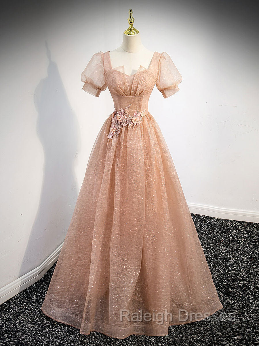 Gray Blue Tulle Long Prom Dress, Gray Blue Tulle Formal Prom Dresses