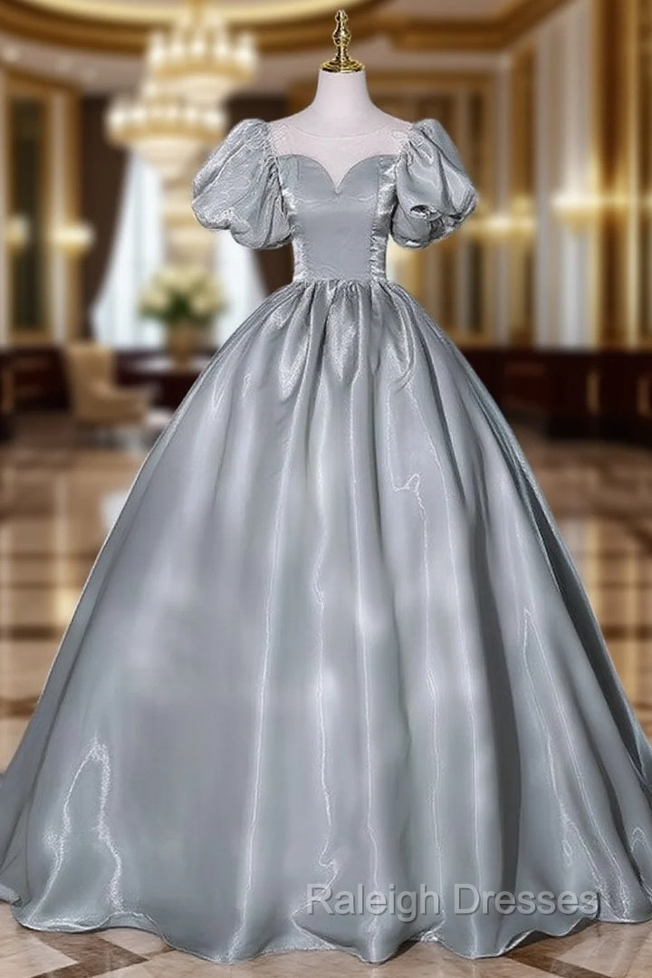 Gray Green Puff Sleeve Quinceanera Dress Main image