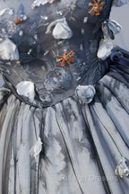 Gray Lace Strapless Short Prom Dress, A-Line Sweetheart Neckline Party Dress