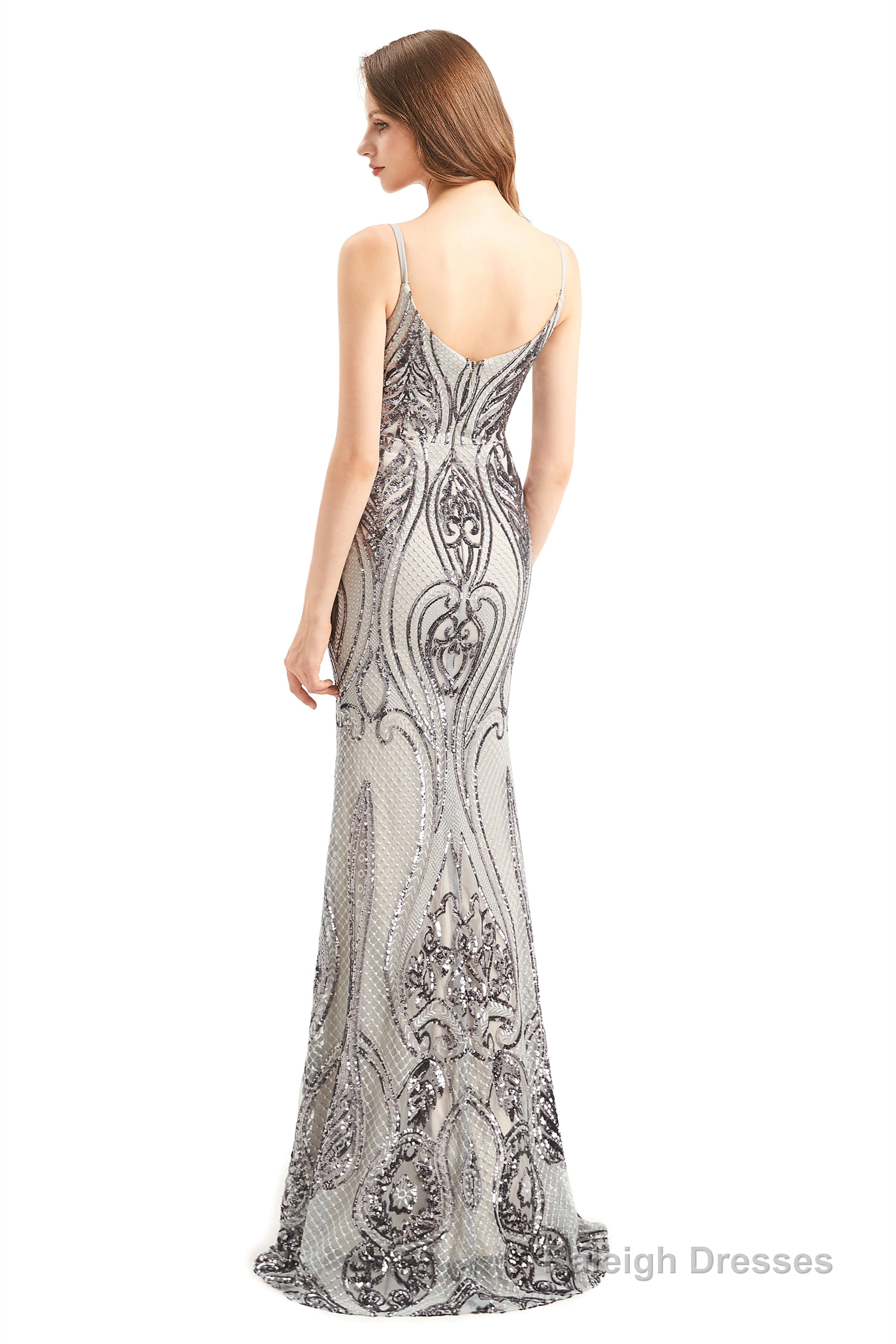 Mermaid Sequins Spaghetti Straps Prom Dresses With Detachable Train Secondary image