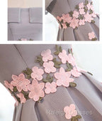 Gray Organza Hight-Low Prom Dress, Gray Bridesmaid Dress