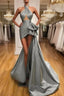 Gray Robe De Soiree Sheath Sheath Halter Detachable Sexy Long Prom Dresses Prom Gown Evening Dresses