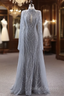 Gray Sheath Sequins Beading Prom Dress