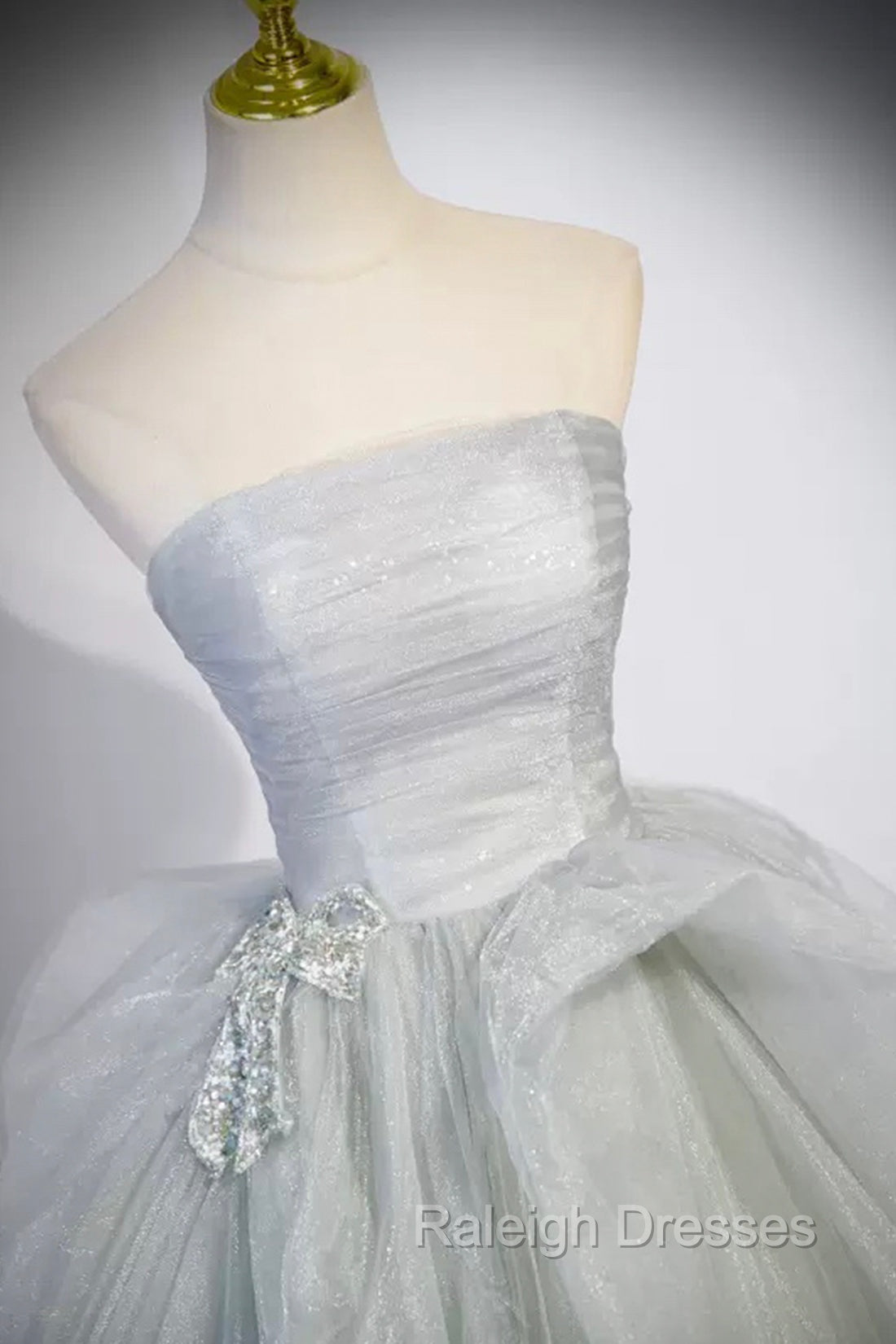 Gray Strapless Long Formal Dress, Gray Tulle Evening Dress Party Dress Secondary image