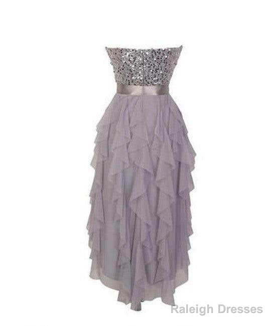 Gray Sweetheart Sequin Short Prom Dress, Bridesmaid Dress