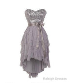 Gray Sweetheart Sequin Short Prom Dress, Bridesmaid Dress