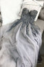 Gray Sweetheart Tulle Lace Prom Dresses Long Gray Tulle Prom Dresses
