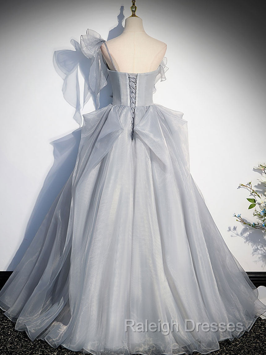 Gray Sweetheart Tulle Long Prom Dress, Gray Evening Dress Secondary image