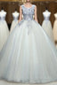 Gray Tulle Appliques Sequins Quinceanera Dress