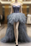 Gray Tulle  Sweetheart Prom Dress