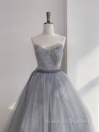 Gray Tulle Lace Long Prom Dresses Gray Tulle Sweet 16 Dresses