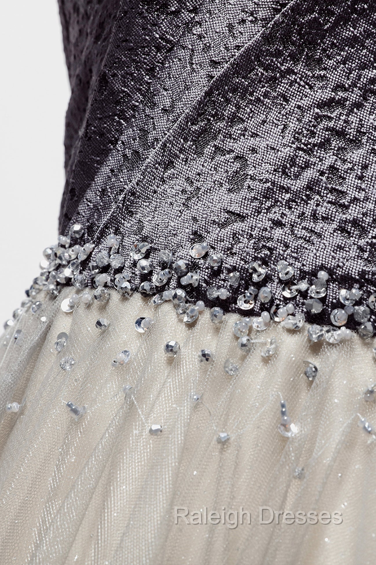 Gray Tulle Long A Line Prom Dress, V Neck Spaghetti Straps Prom Dress