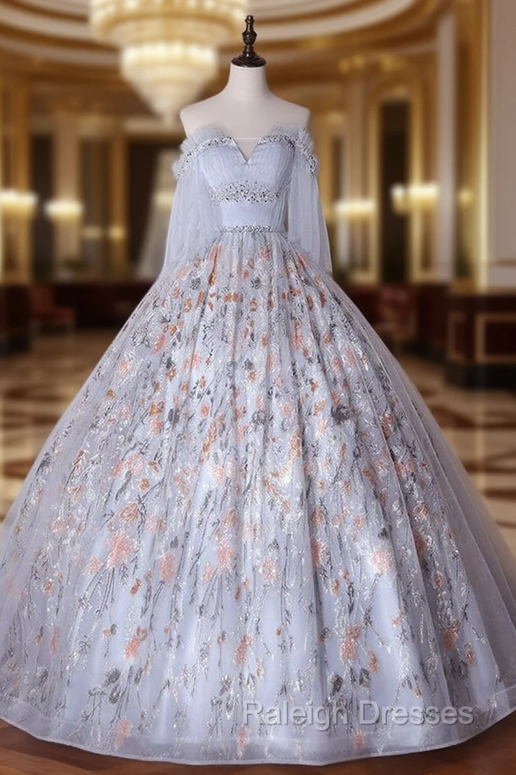 Gray Tulle Sequins Beading Pleats Quinceanera Dress