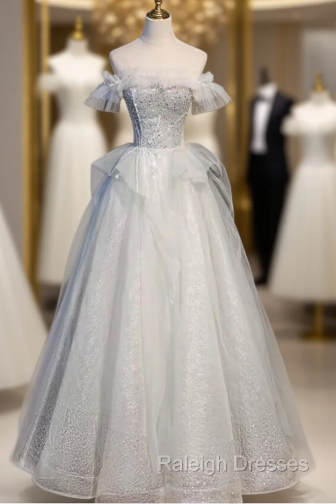 Gray Tulle Short Sleeve Quinceanera Dress Main image