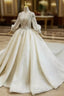 Great Choice Champagen Ball Gown Tulle Sequins V-neck Long Sleeve Beading Wedding Dress