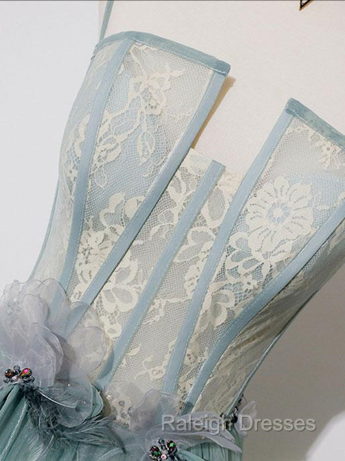 Green A Line Lace Long Prom Dresses, A Line Green Lace Long Formal Evening Dresses