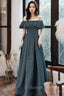 Green A Line  Off Shoulder Long Prom Dress, Green Bridesmaid Dress