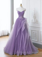 Green A Line Long Prom Dress, Green Lace Long Prom Dress