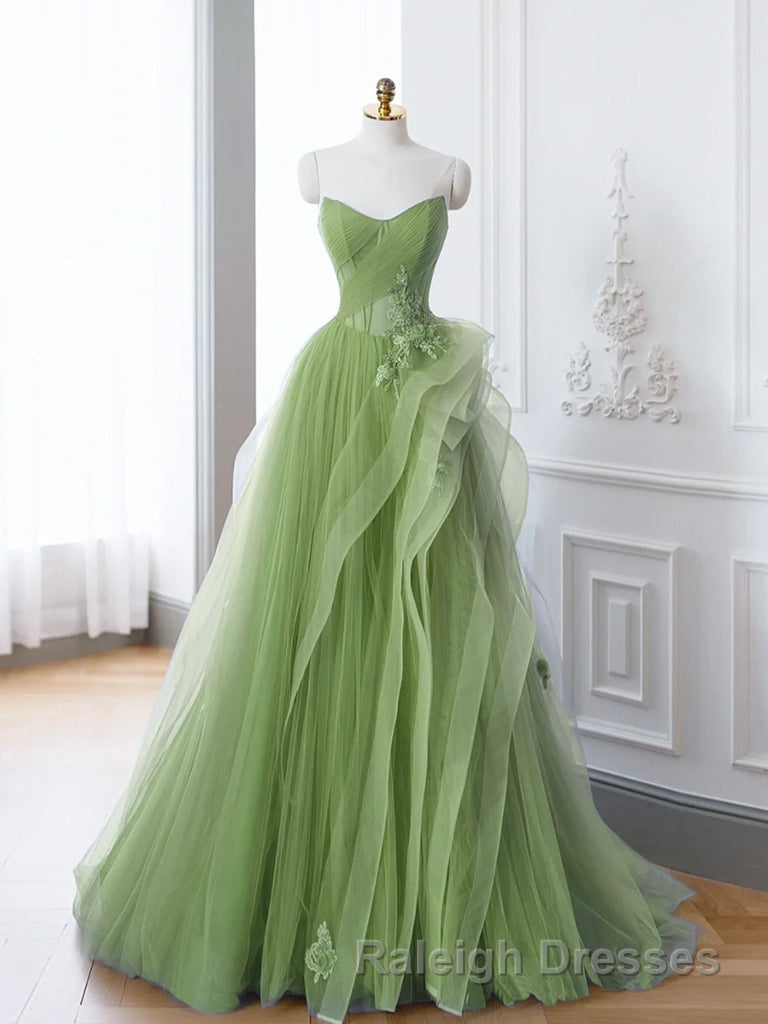 Green A-Line Off Shoulder Long Prom Dress Lace Long Evening Dress Secondary image