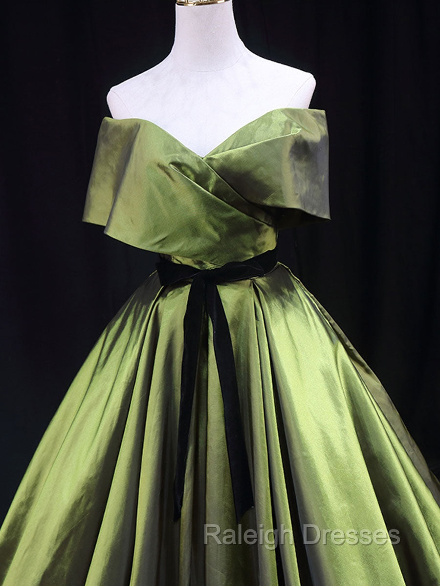 Green A Line Satin Long Prom Dress Green Long Bridesmaid Dress Secondary image
