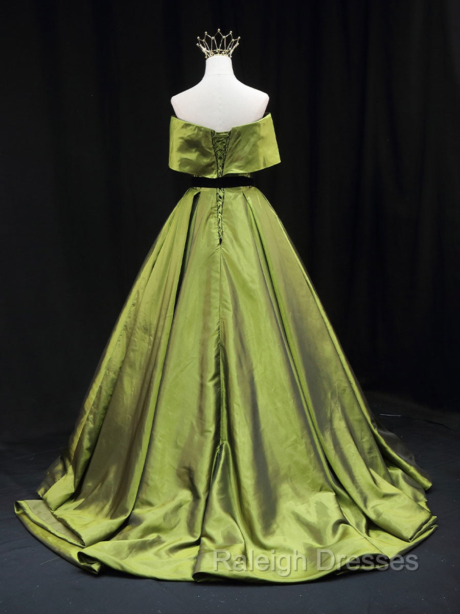 Green A Line Satin Long Prom Dress Green Long Bridesmaid Dress