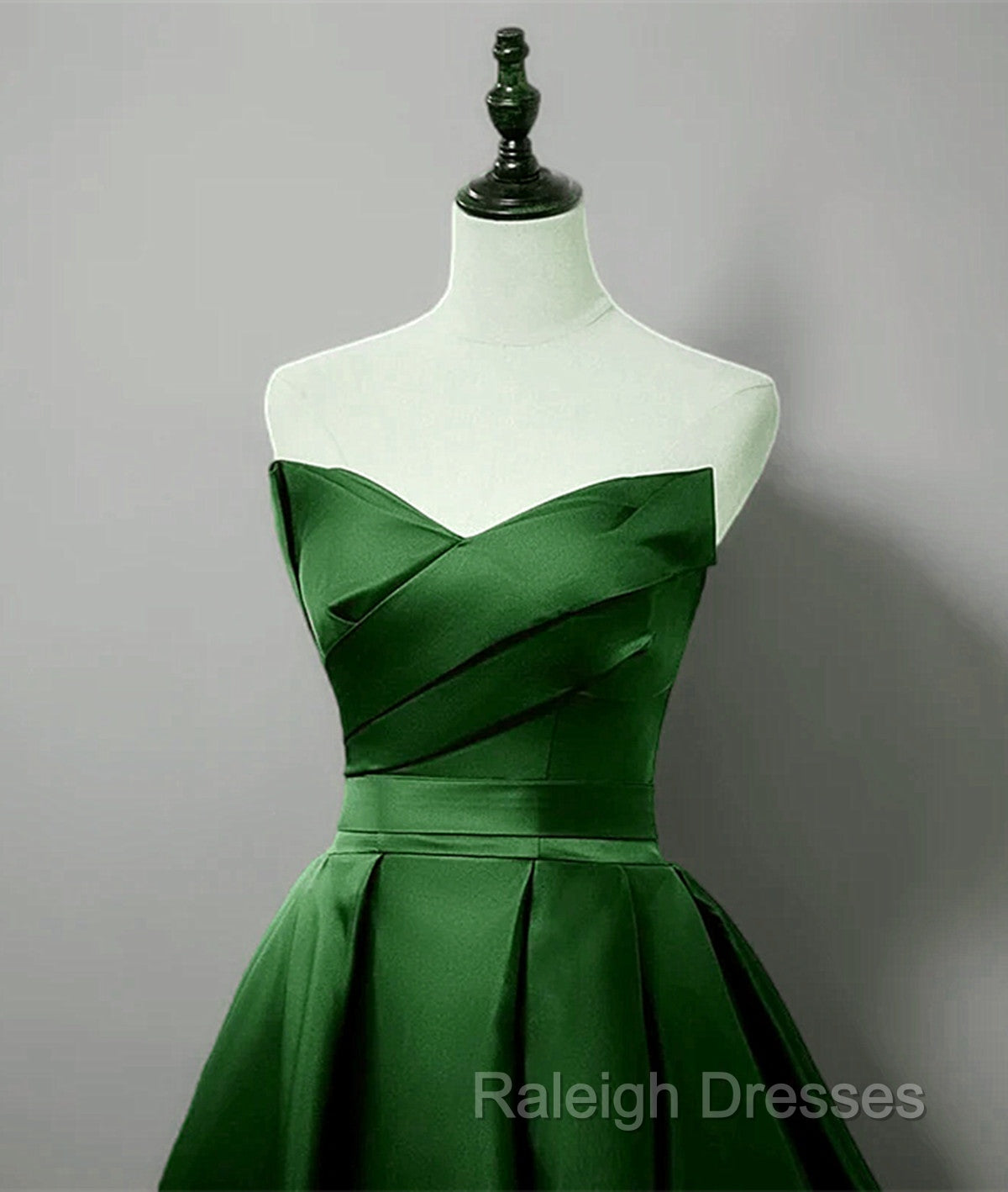 Green A-line Simple Satin Long Party Dress, Green Satin Prom Dress Secondary image