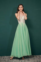 A-line Spaghetti Straps Side Split Long Prom Dresses