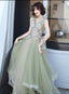 Green And Pink Tulle Long V-Neckline Long Evening Dress Party Dress, Sweet 16 Formal Dreses