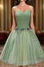 Green Ball-Gown Sweetheart Short Tulle Homecoming Dress With Beading