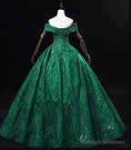 Green Ball Gown Sweetheart Tulle Sweet 16 Dress, Green Long Prom Dress Party Dress