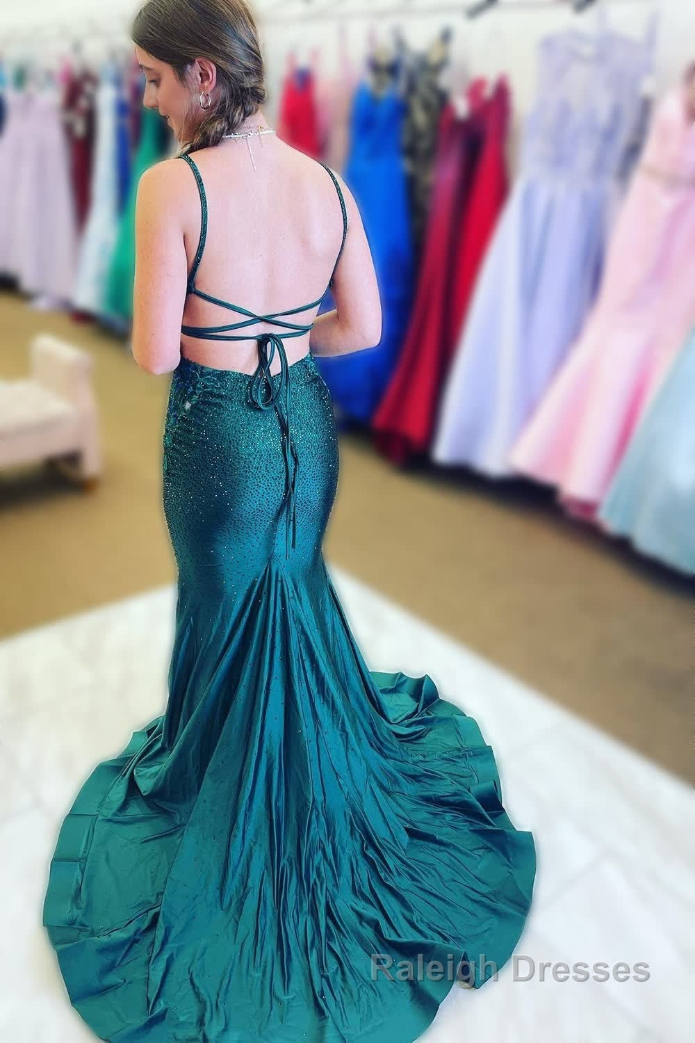 Green Beading Mermaid Prom Dress with Appliques Secondary image