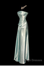 Green Bodycon Dress Strapless Satin Long Prom Dress Simple Evening Dress