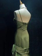Green Chic Style Long Satin Sweetheart Prom Dresses Green Prom Dresses