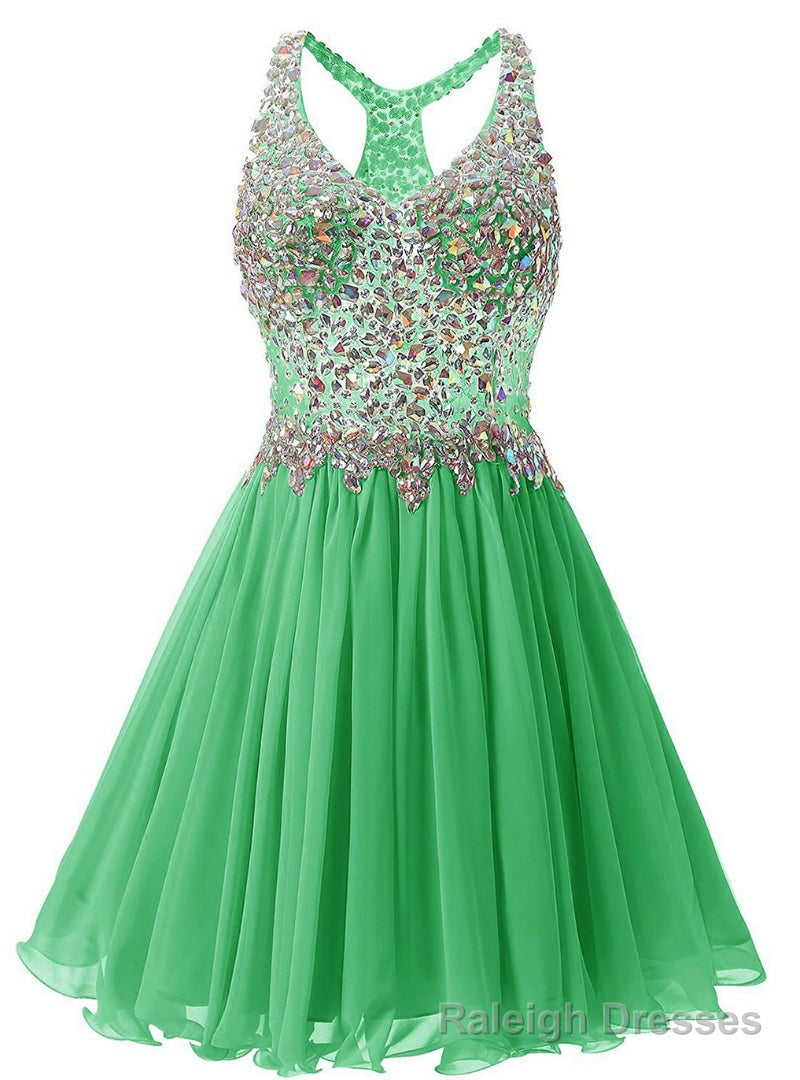 Green Chiffon V-neck Homecoming Dress
