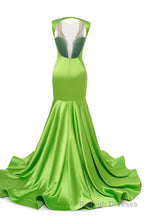 Gray Blue Deep V Neck Mermaid Satin Prom Dresses Sparkly Beaded Pageant Crystals Prom Formal Dresses