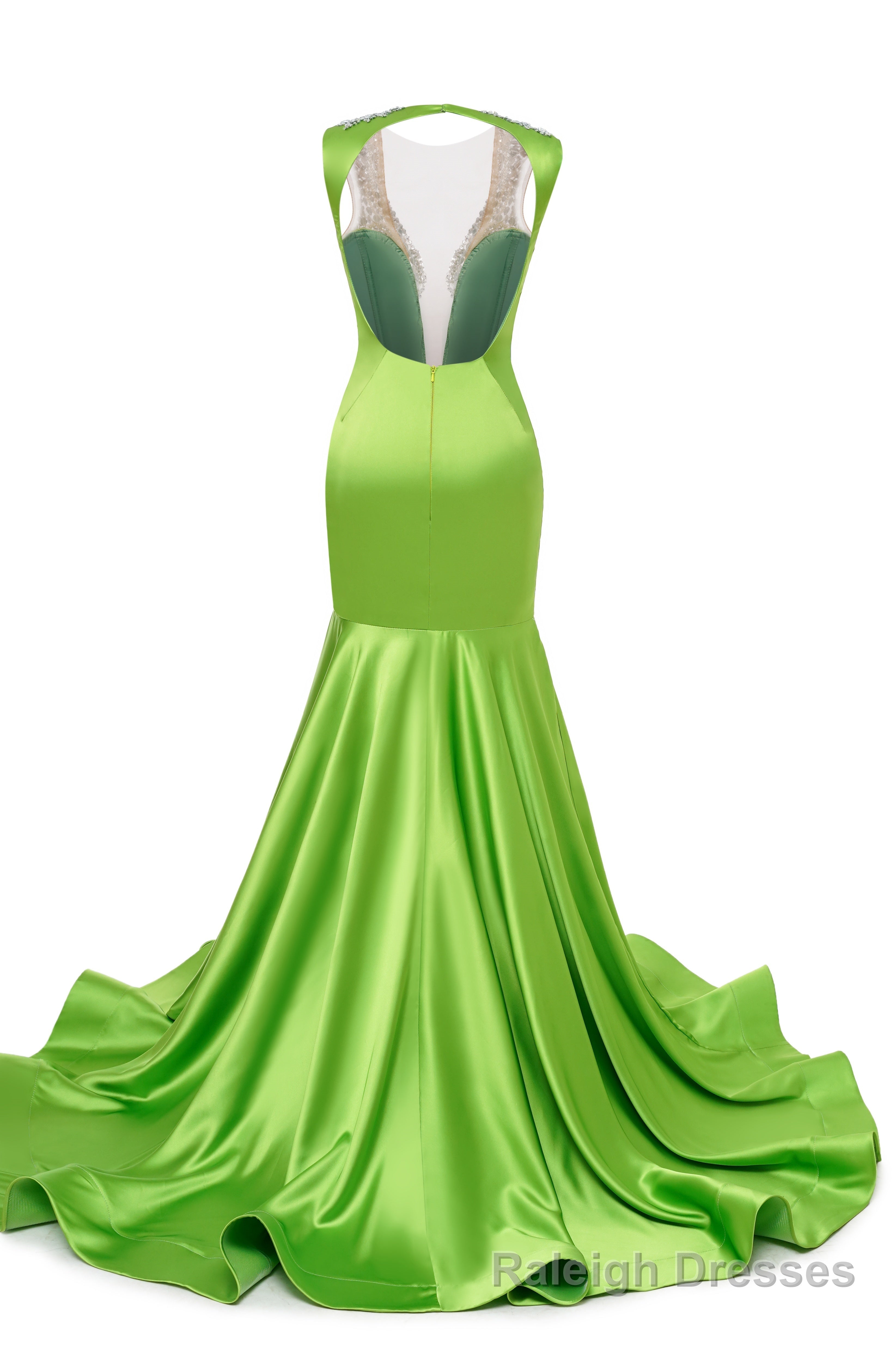 Gray Blue Deep V Neck Mermaid Satin Prom Dresses Sparkly Beaded Pageant Crystals Prom Formal Dresses