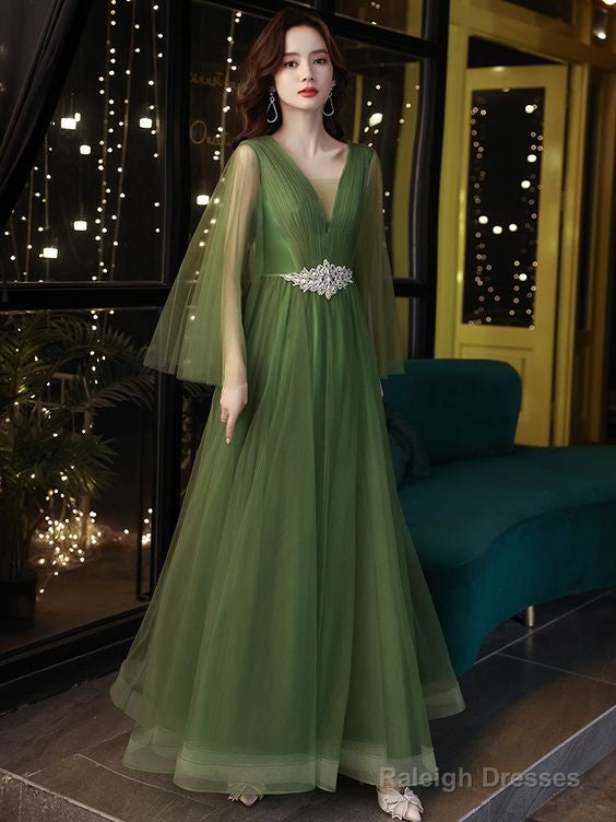 Green Evening Dress, New Style, Elegant Puffy Temperament Prom Dress,Custom Made