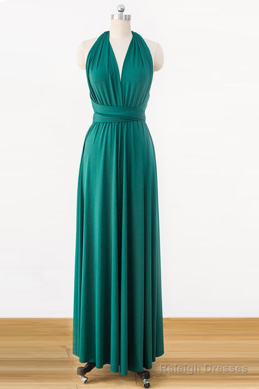 Green Floor-Length Chiffon Bridesmaids Dress