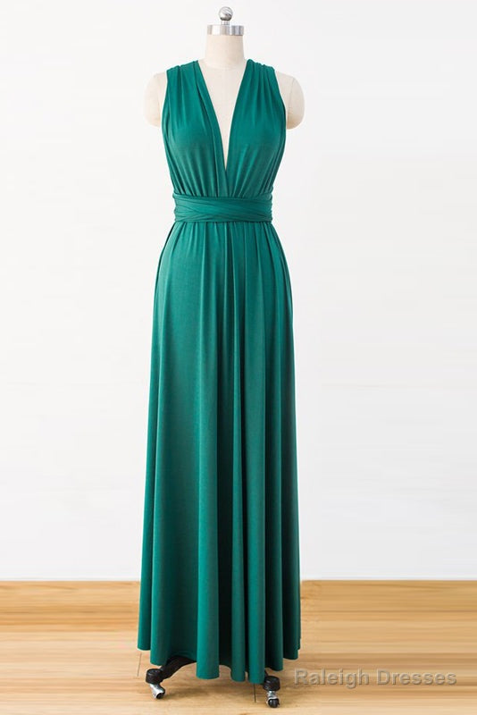 Green Floor-Length Chiffon Bridesmaids Dress