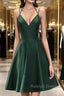 Green Halter Short Satin Long Prom Dresses Green Homecoming Dress Short Prom Dresses