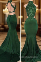 Green lace mermaid prom Dresses green Prom Dresses
