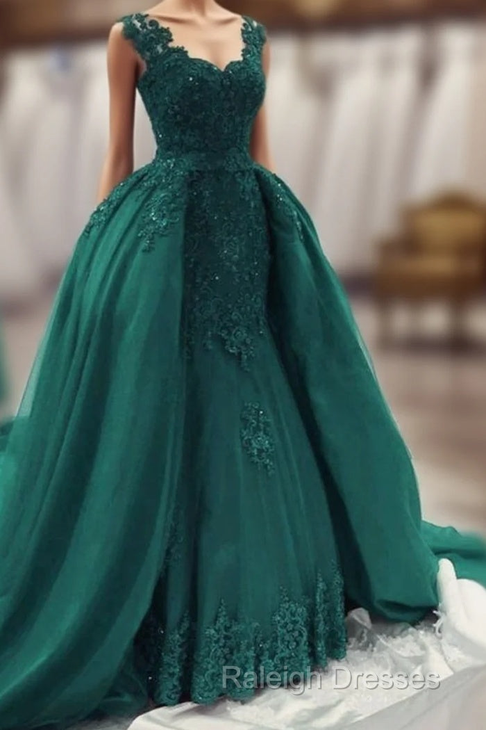 Green Lace Mermaid Prom Dresses Main image